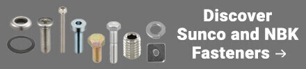 MISUMI website banner for fasteners category for a wide variety of specialty and metric fasteners including top brands like NBK and Sunco